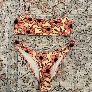 Triangl Swimwear Mica Velvet Coral Floral Bikini Set | S